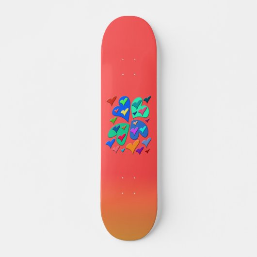 Colorful Hearts Skateboard Deck (Voorkant)