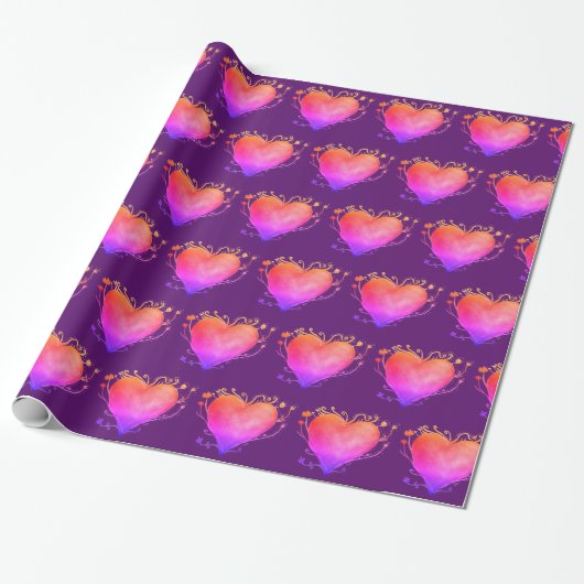 Colorful Hearts Valentijn Wrapping Paper Cadeaupapier (Uitgerold)