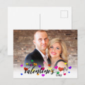 Colorful Hearts Valentijnsdag Typografie Foto Feestdagenkaart (Voorkant / Achterkant)