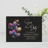 Colorful Hearts Wedding Save the Date (Staand voorkant)