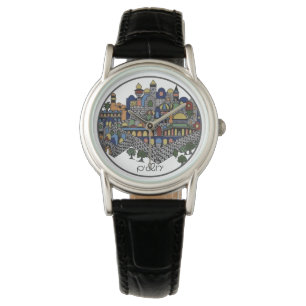 Colorful Hebrew Jerusalem-keramiek Horloge