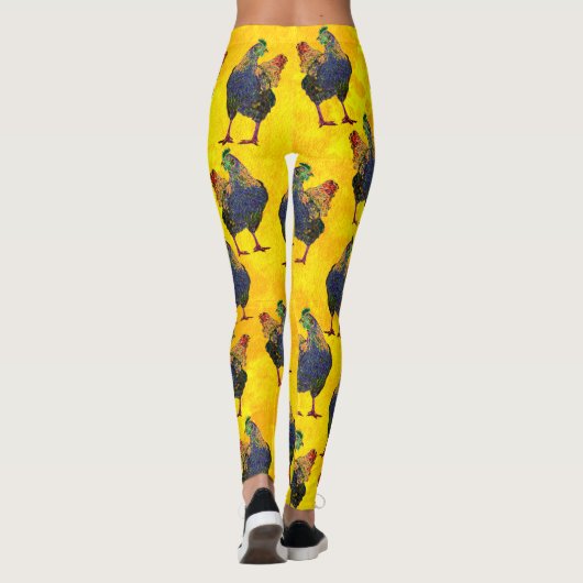 Colorful Hen op geel - Leggings (Achterkant)