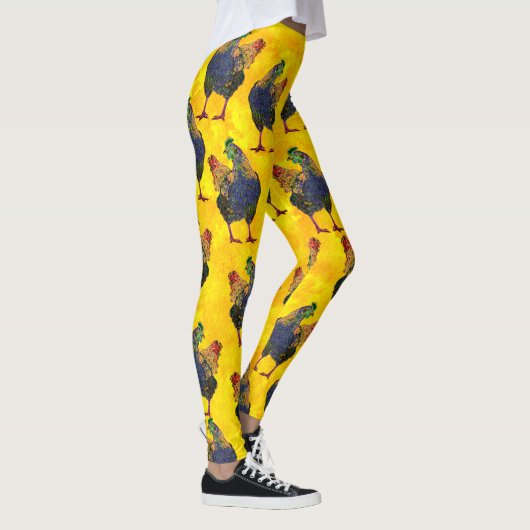 Colorful Hen op geel - Leggings (Rechts)