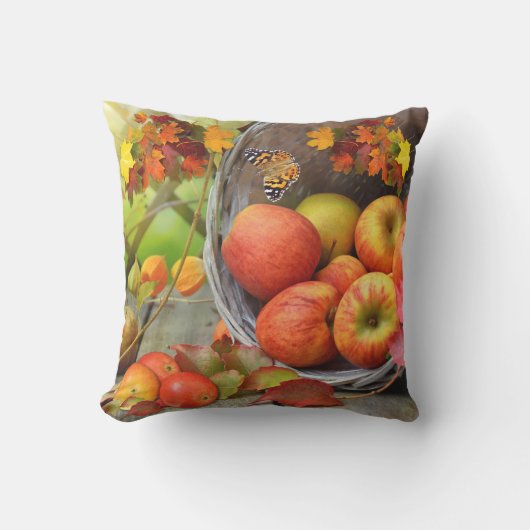 Colorful Herfst Apple Basket Cushion Buitenkussen (Voorkant)