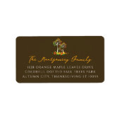 Colorful Herfst Autumn Family Trees Holiday Addres Etiket (Voorkant)