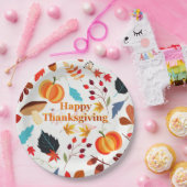 Colorful Herfst Design Happy Thanksgiving Papieren Bordje (Feest)