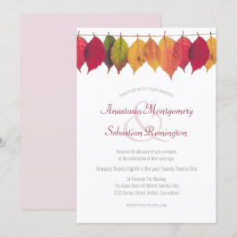 Colorful Herfst Leaf Minimalist Wedding Ceremonony Kaart