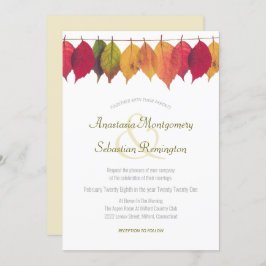 Colorful Herfst Leaf Minimalist Wedding Ceremonony Kaart