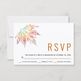 Colorful herfst leaf print oranje bruiloft RSVP-ka RSVP Kaartje