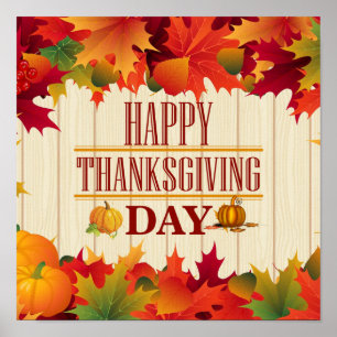 COLORFUL HERFST MAPEL VERLAAT THANKSGIVING POSTER