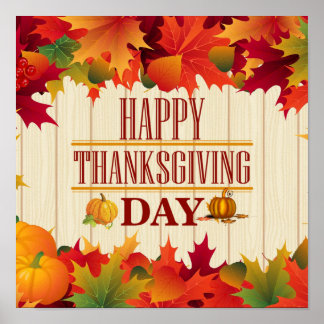 COLORFUL HERFST MAPEL VERLAAT THANKSGIVING POSTER