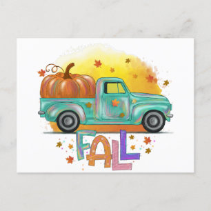 Colorful Herfst  Pickup Truck Briefkaart