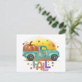 Colorful Herfst  Pickup Truck Briefkaart (Staand voorkant)