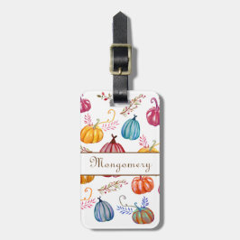 Colorful Herfst Pumpkins Custom Name Bagagelabels