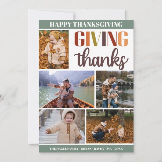 Colorful Herfst Thanksgiving Familie  Feestdagenkaart (Voorkant)