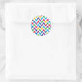 Colorful Herringbone Pattern Ronde Sticker (Tas)