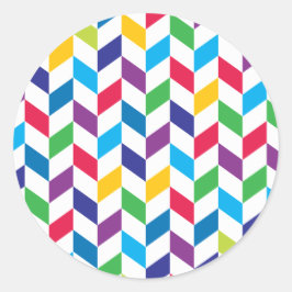 Colorful Herringbone Pattern Ronde Sticker