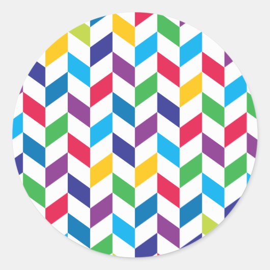 Colorful Herringbone Pattern Ronde Sticker (Voorkant)
