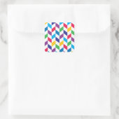 Colorful Herringbone Pattern Vierkante Sticker (Tas)