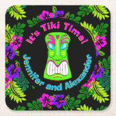 Colorful Het is Tiki Time Kartonnen Onderzetters (Voorkant)