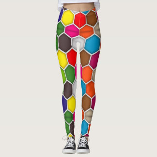 Colorful Hexagon Paint Palette Leggings