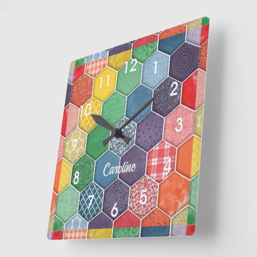 Colorful Hexagon Quilt Patch Wall klok (Hoek)