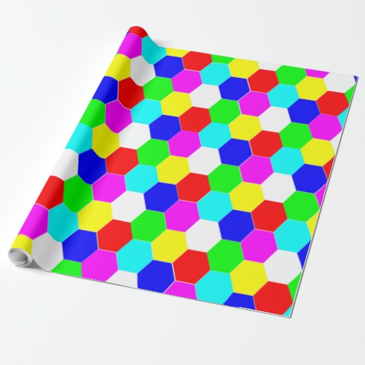 COLORFUL HEXAGONS CADEAUPAPIER (Uitgerold)