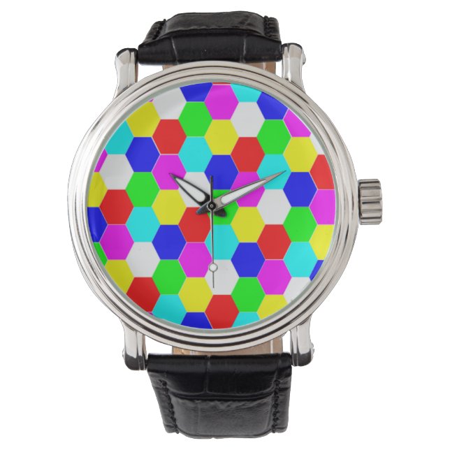 COLORFUL HEXAGONS HORLOGE (Voorkant)
