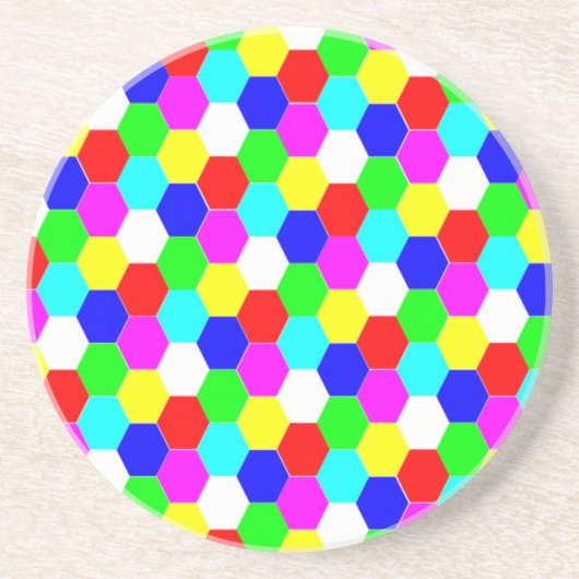 COLORFUL HEXAGONS ZANDSTEEN ONDERZETTER (Voorkant)