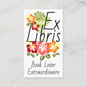 Colorful Hibiscus Book Lover Visitekaartje