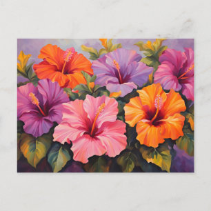 Colorful Hibiscus Flowers Briefkaart