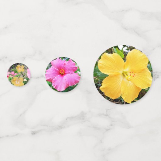 Colorful Hibiscus Flowers, Confetti (Achterkanten)