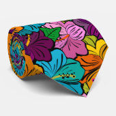 Colorful Hibiscus Flowers Stropdas (Opgerold)