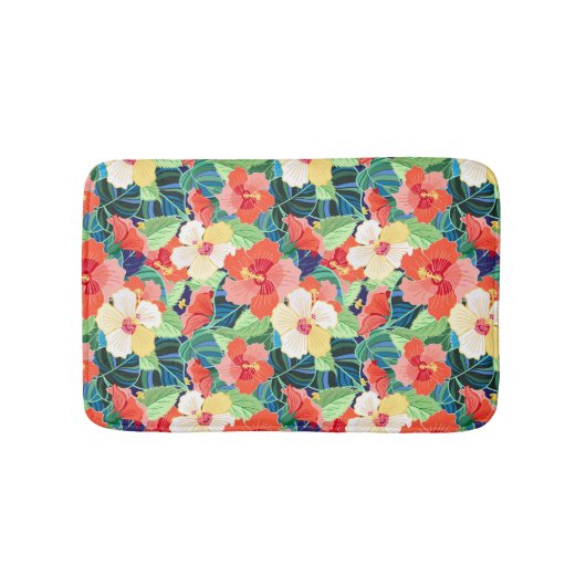 Colorful Hibiscus Pattern Badmat (Voorkant)