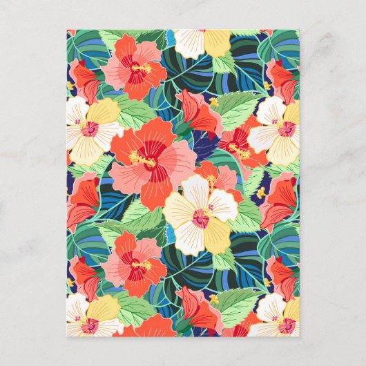 Colorful Hibiscus Pattern Briefkaart (Voorkant)