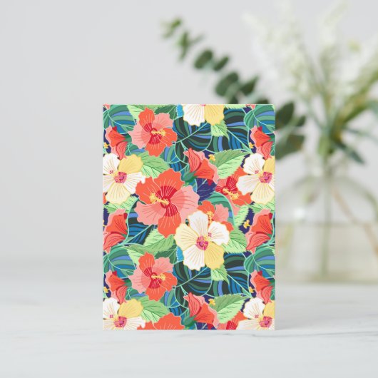 Colorful Hibiscus Pattern Briefkaart (Staand voorkant)