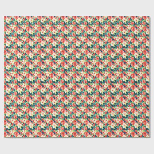 Colorful Hibiscus Pattern Cadeaupapier (Vlak)