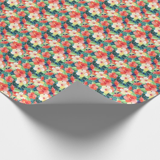 Colorful Hibiscus Pattern Cadeaupapier (Hoek)