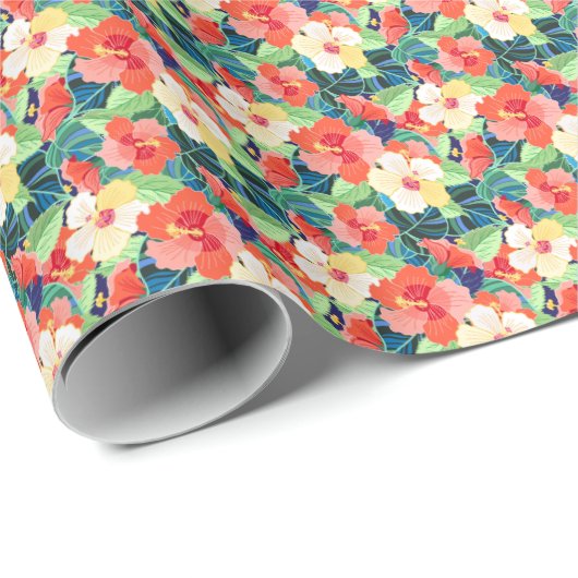 Colorful Hibiscus Pattern Cadeaupapier (Rol Hoek)