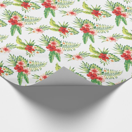 Colorful Hibiscus Pattern Custom Background Cadeaupapier (Hoek)