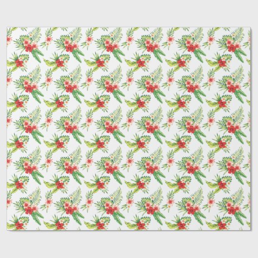 Colorful Hibiscus Pattern Custom Background Cadeaupapier (Vlak)