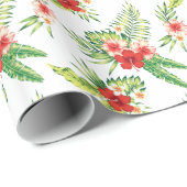 Colorful Hibiscus Pattern Custom Background Cadeaupapier (Rol Hoek)
