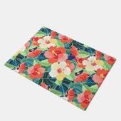 Colorful Hibiscus Pattern Deurmat (Schuin)