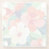 Colorful Hibiscus Pattern Glazen Onderzetter (Achterkant)