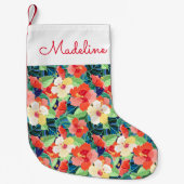 Colorful Hibiscus Pattern | Jouw namen toevoegen Kleine Kerstsok (Voorkant)