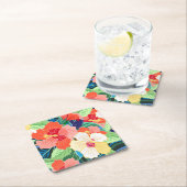Colorful Hibiscus Pattern Kartonnen Onderzetters (Insitu)