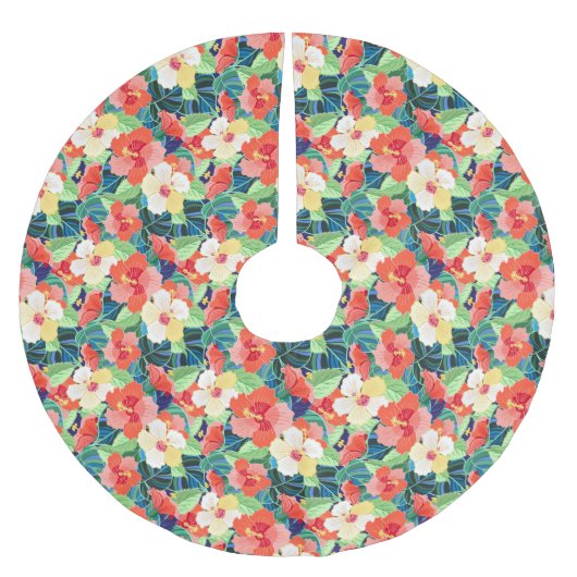 Colorful Hibiscus Pattern Kerstboom Rok (Voorkant)