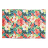 Colorful Hibiscus Pattern Kussensloop (Achterkant-Links)