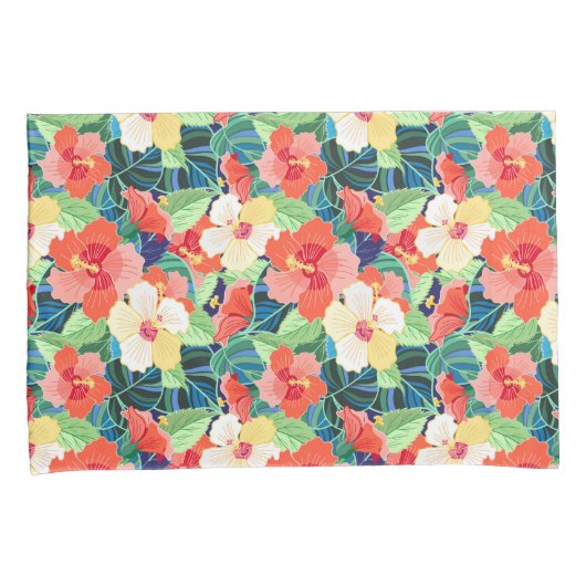 Colorful Hibiscus Pattern Kussensloop (Voorkant-Rechts)
