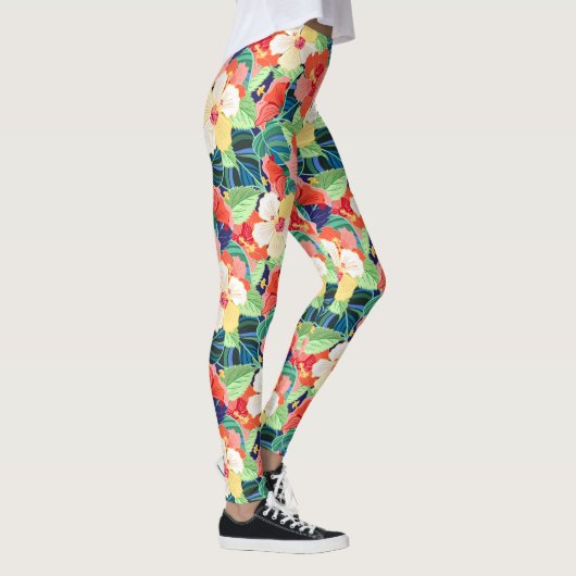Colorful Hibiscus Pattern Leggings (Rechts)
